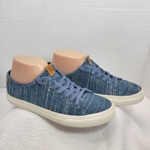 Frye Womens Size 8 Gia Lace Up Canvas/Leather Sneakers Blue Athletic Shoes